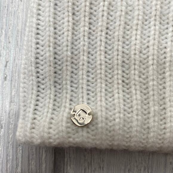 Kate Spade Women's Black & White Color Block Scalloped Knit Winter Hat One Size - Picture 2 of 5